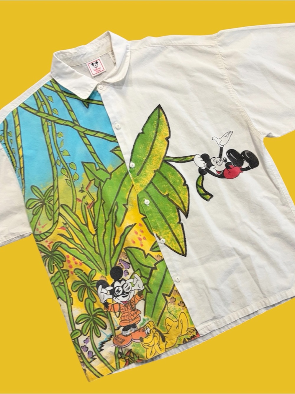 VTG DISNEY WEAR MICKEY HAWAIIAN  BUTTON UP SHIRT COTTON
